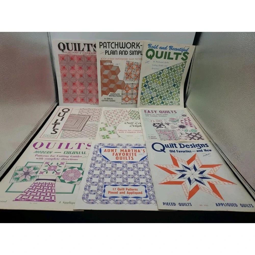 Lot of 9 AUNT MARTHA'S COLONIAL QUILT PATTERN BOOKS Vintage Collection